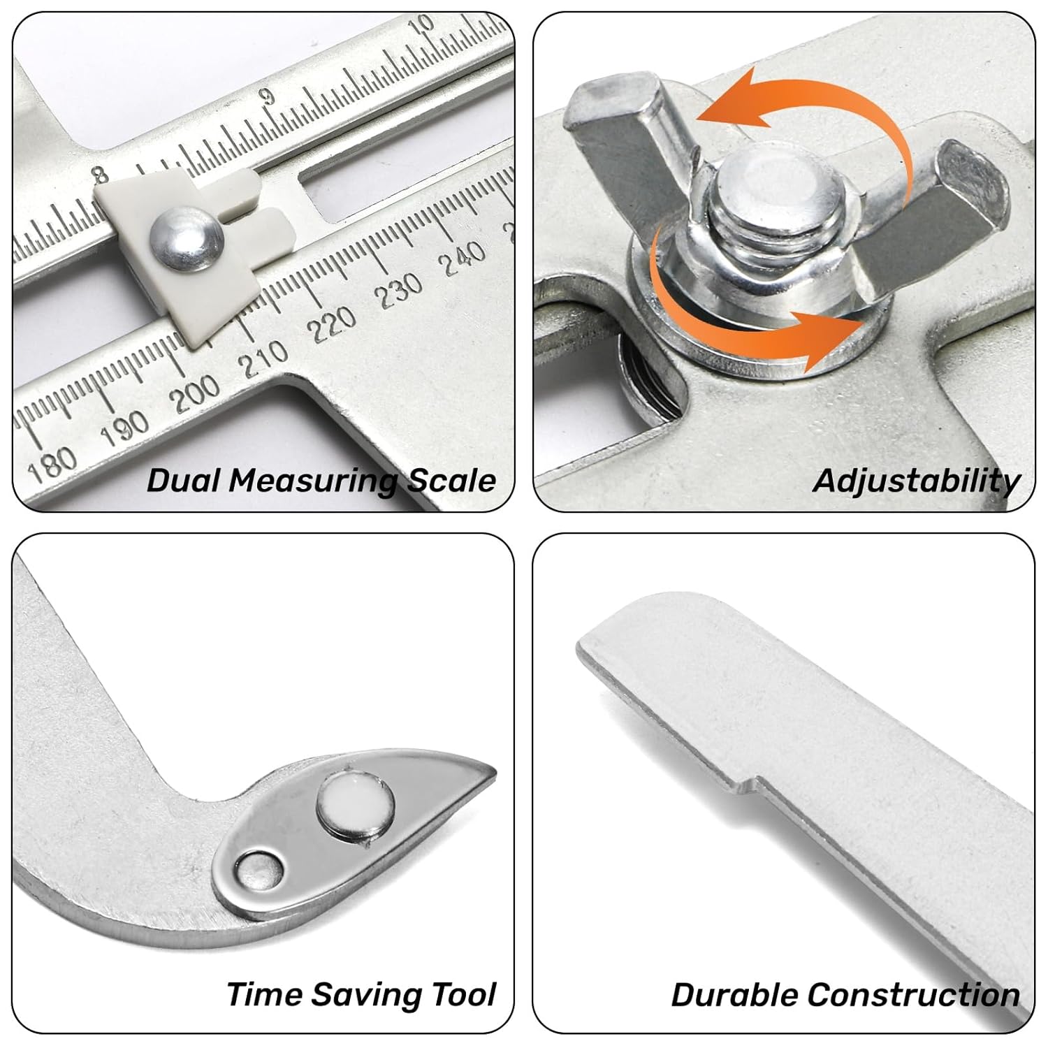 Tlence Brake Resetting Gauge, Brake Measuring Tool for Adjusting Brake Shoes and Installing Drum, Dual Scale Combination for Rear Drum Brake Lining Shoe, Disc Rotors, Parking, Hand Brakes
