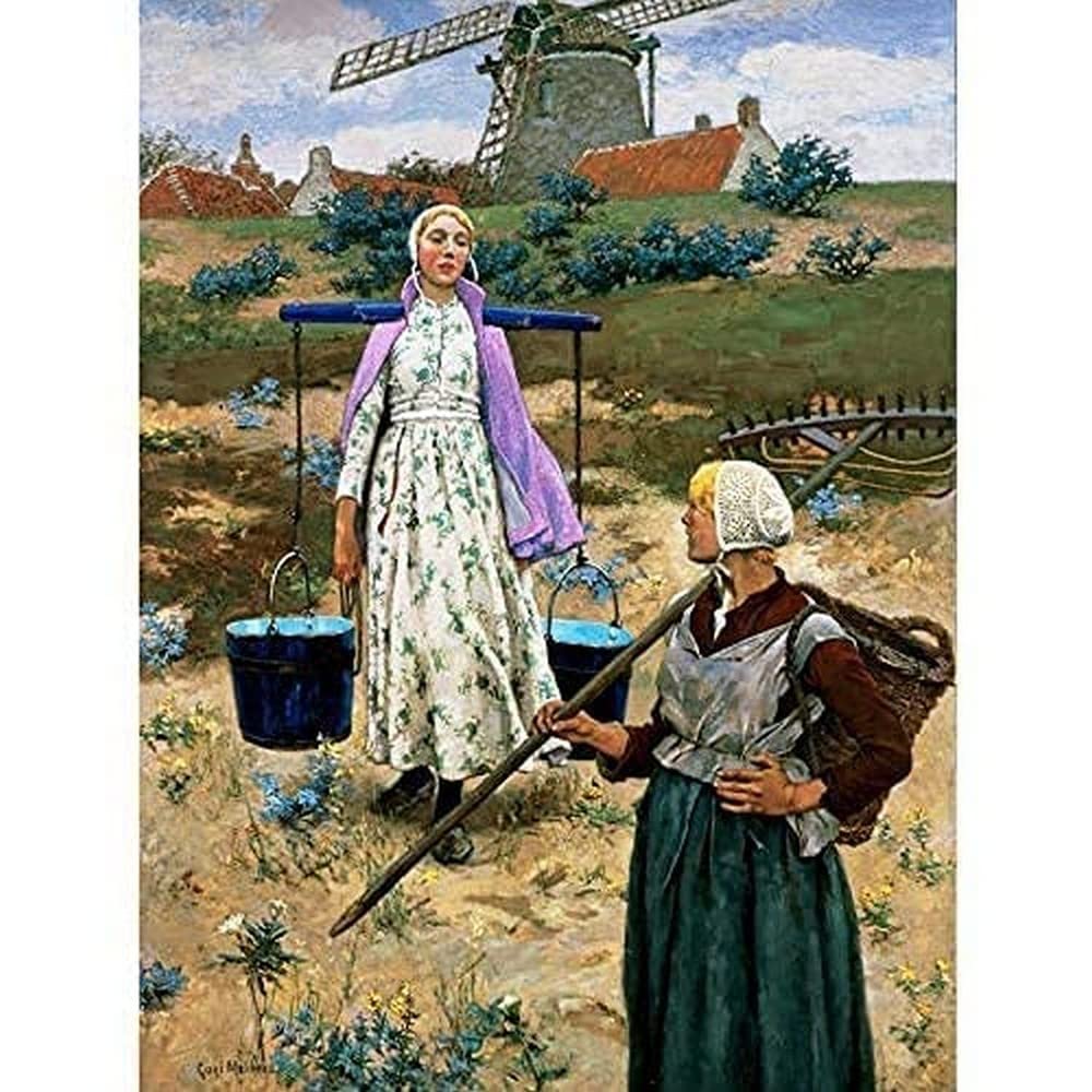 Melchers In Holland Windmill Dutch Women Painting Art Print Canvas Premium Wall Decor Poster Mural