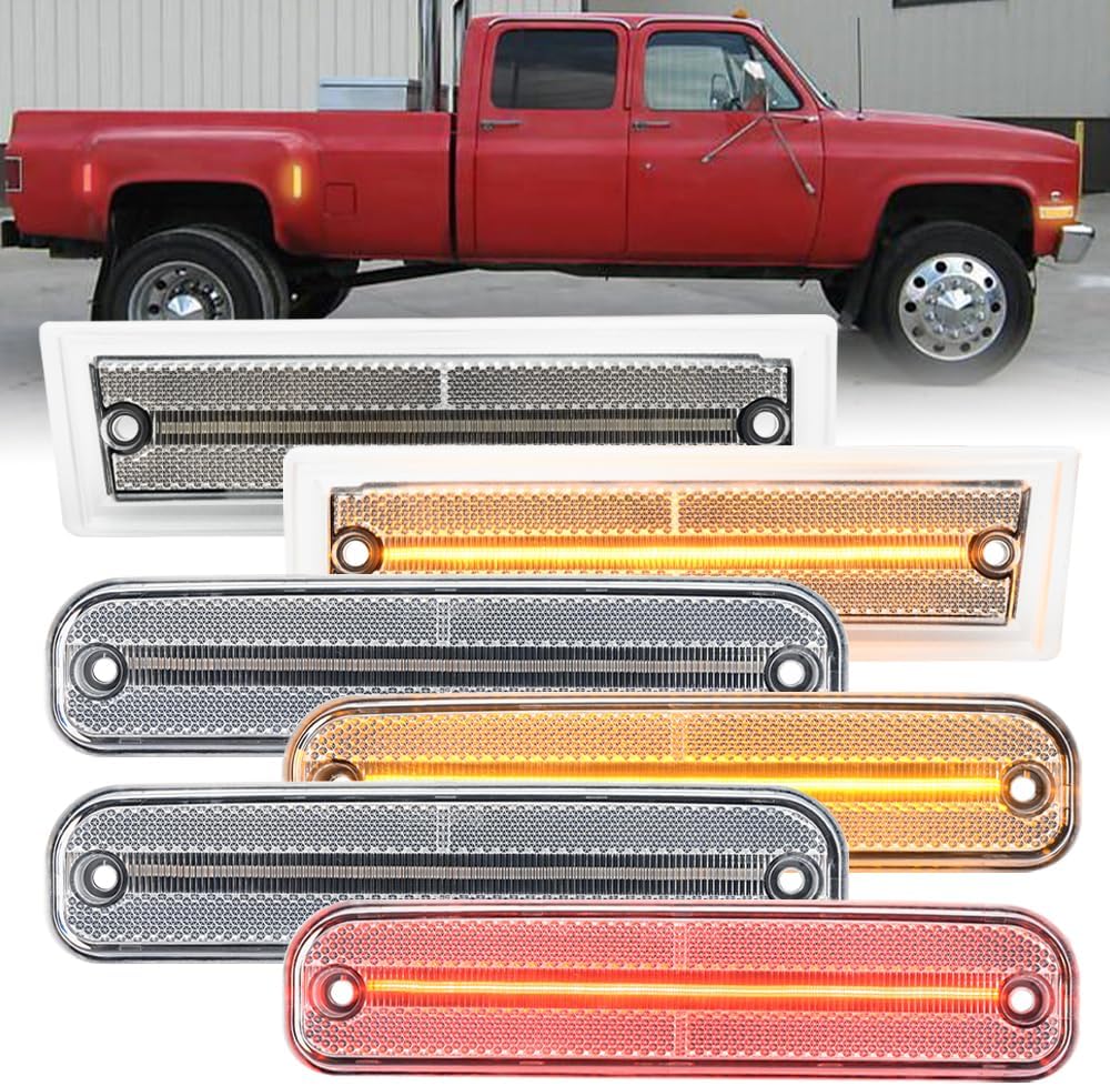 Pair Front Signal Side Marker Lights Smoked Fit For 81-91 GMC Chevy Pickup Truck