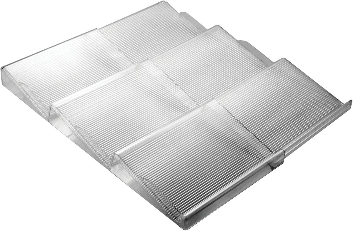 Especiero de plástico expandible de lujo, organizador de cajones para cajones de gabinete de cocina, 3 niveles inclinados para tarros de especias, almacenamiento de botellas de condimentos de alimentos, colección Ligne - gris humo