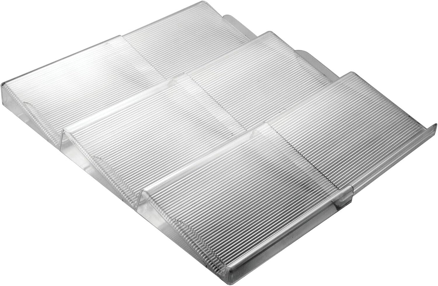 mDesign Expandable Plastic Deluxe Spice Rack, Drawer Organizer for Kitchen Cabinet Drawers, 3 Tier Slanted for Spice Jars, Food Seasoning Bottle Storage, Ligne Collection - Smoke Gray