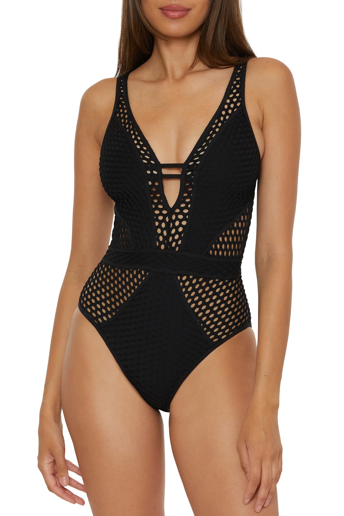 BECCA Color Play One Piece Swimsuit, Plunge Neck, Crochet, Bathing Suits for Women Costume Intero Donna