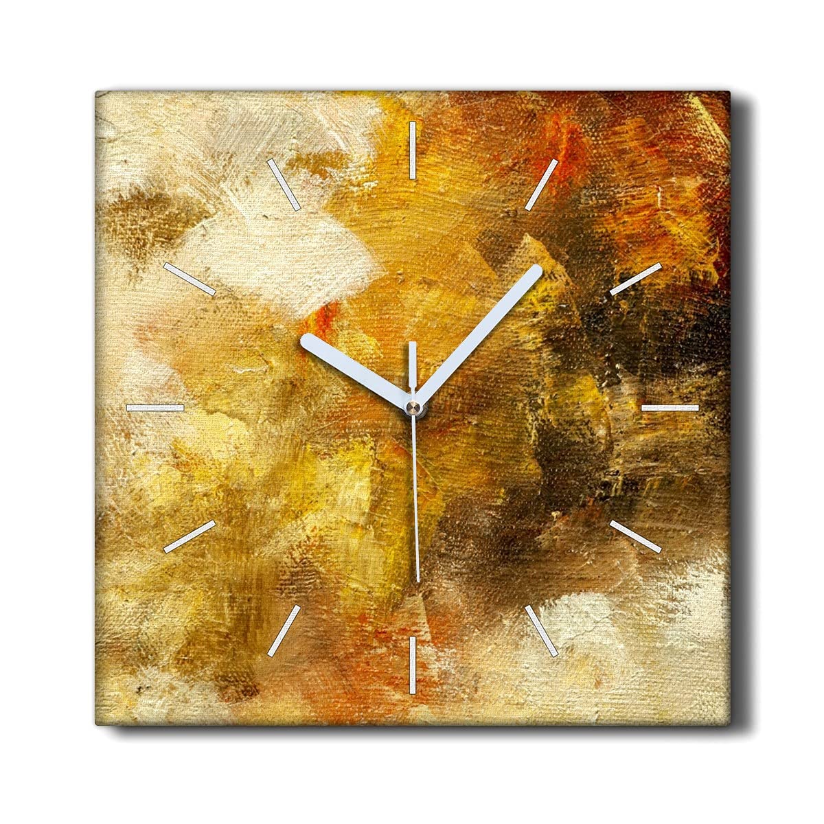 Horloge sur Toile Décoration 30x30cm pour Salon Silencieuse Moderne Canvas
