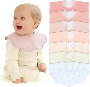 Muslin Baby Bibs Soft and Absorbent Adjustable Baby Dribble Bandana Bibs with Adjustable Snaps for Unisex Baby Girls & Boys,7-Pack