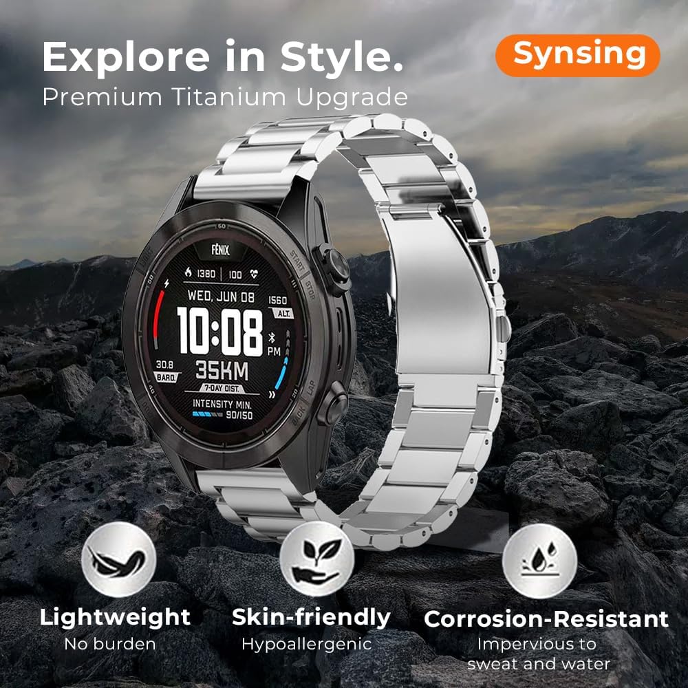 18mm Titanium Band for Vivoactive 4S/3S, Venu 2S/3S, 22mm Quick Release Metal Strap for Fenix 8 47mm/Forerunner 965, 26mm Band for Fenix 8 51mm/Enduro 3 51mm/7X Pro Sapphire Solor