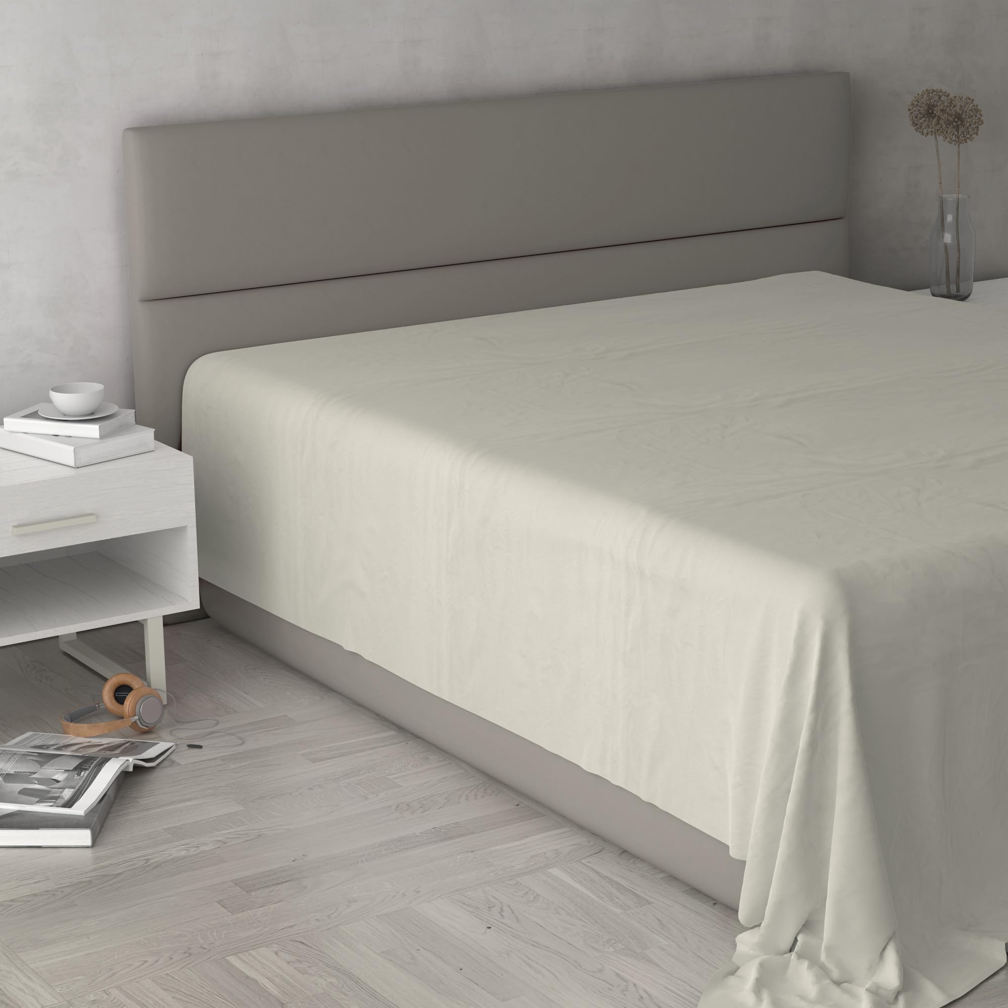 Drap housse grand lit double 270x300 cm coton crème uni Max Color