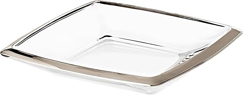 Barski - Vidrio Europeo - 11" Diámetro - Bandeja para servir - Plato - Con Borde Platino - Fabricado en Europa disponible en Yaxa Venezuela