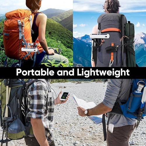 Miniatura 7 de NAKCNM Linterna solar de campamento, linternas LED recargables de 5 modos, luz de campamento con imán y gancho de 5000 mAh, luz de campamento