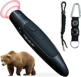 Electronic Bear Horn with Compass & Thermometer 120dB Bear Horn to Scare Bears - Adjustable 3 Different Loud Sounds, Handheld Electronic Air Horn for Self Defense