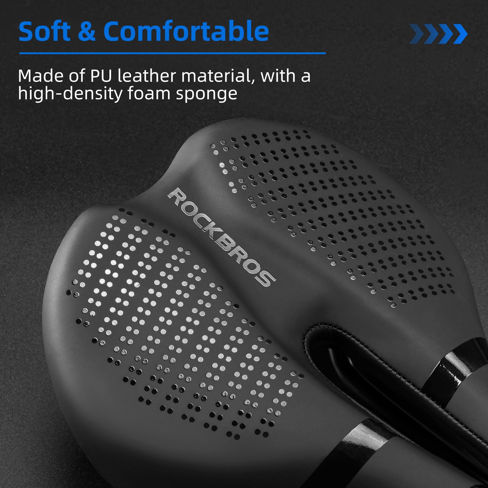 ROCKBROS Coussin de selle de vélo confortable et imperméable au design ergonomique pour vélo de ville VTT de course