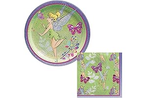 Tinkerbell Party Supplies Bundle (Plates, Napkins, Birthday Ribbon)