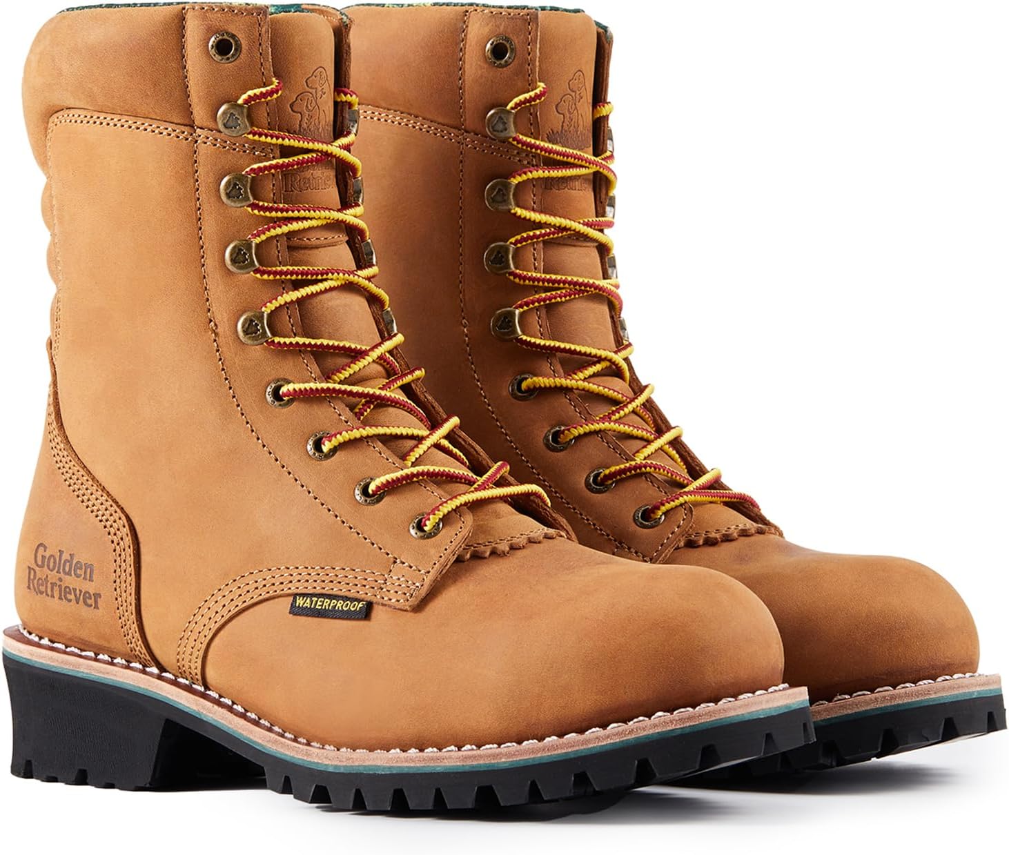 Golden Retriever Men's Composite Toe Logger Boots, Crazy Hourse Leather, Slip and Oil Resistant Rubber Outsole, Waterproof Work Boots G81594