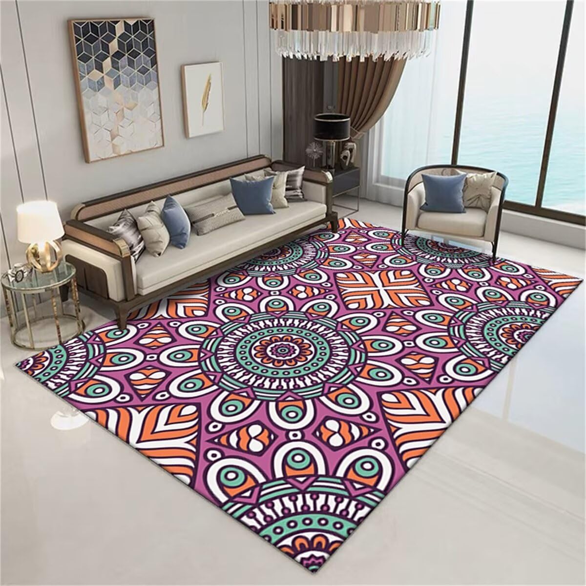 Tapis enfant lavable et grand paillasson design au beau motif floral