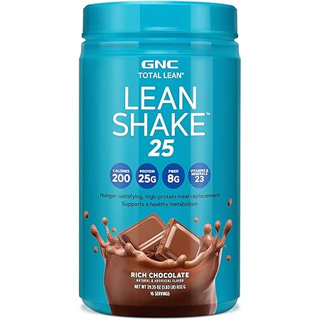 GNC Total Lean | Lean Shake 25 | Hunger Satisfying, High Protein Meal Replacement Shake, Supports a Healthy Metabolism | Rich Chocolate | 16 Servings