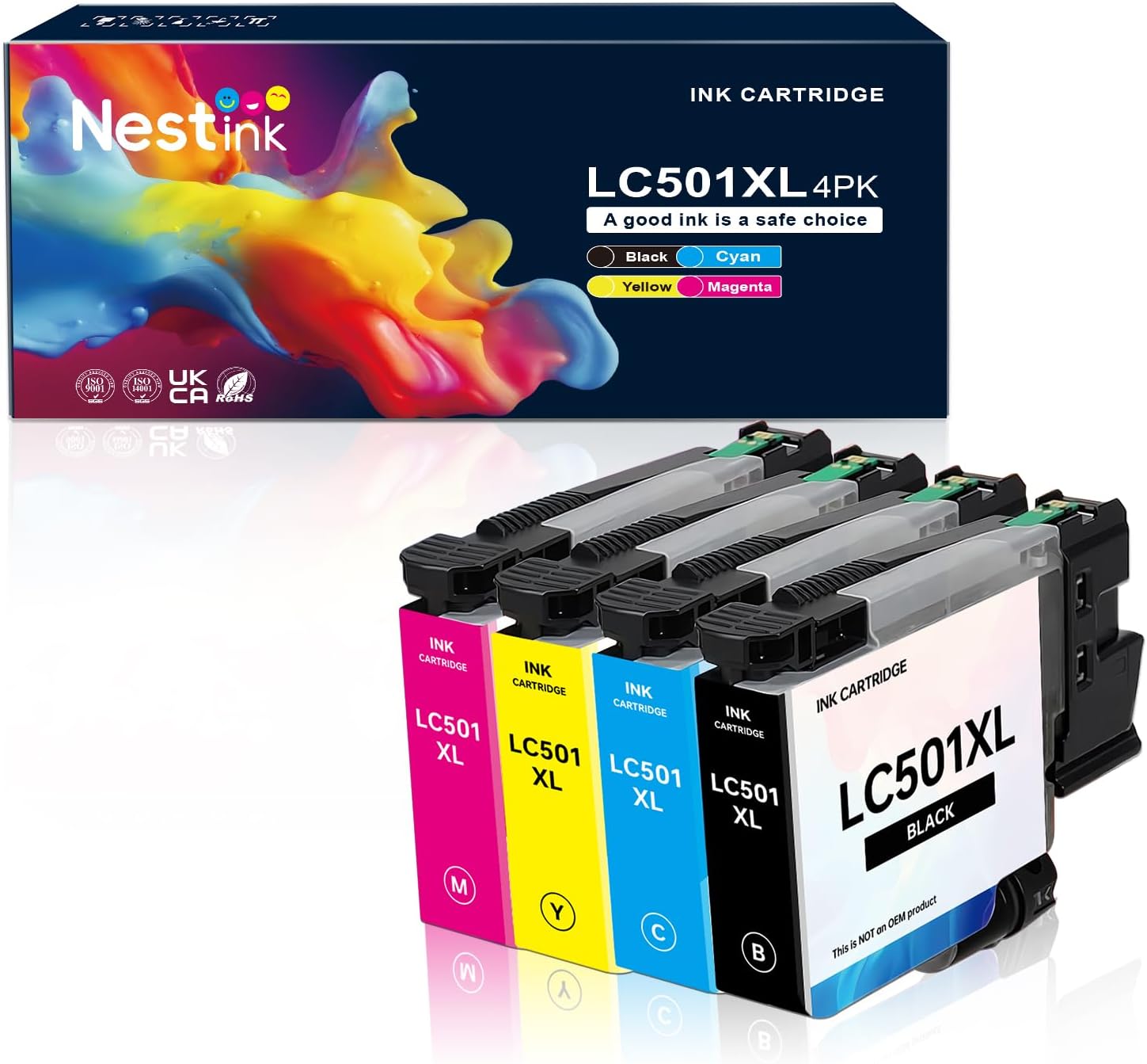 LC501 XL Ink Cartridges High Yield Compatible LC 501 for Brother MFC-J1260DW, MFC-J1360DW, MFC-J1410DW Printer LC501XL Ink Cartridge(Black, Cyan, Magenta, Yellow, 4 Pack)