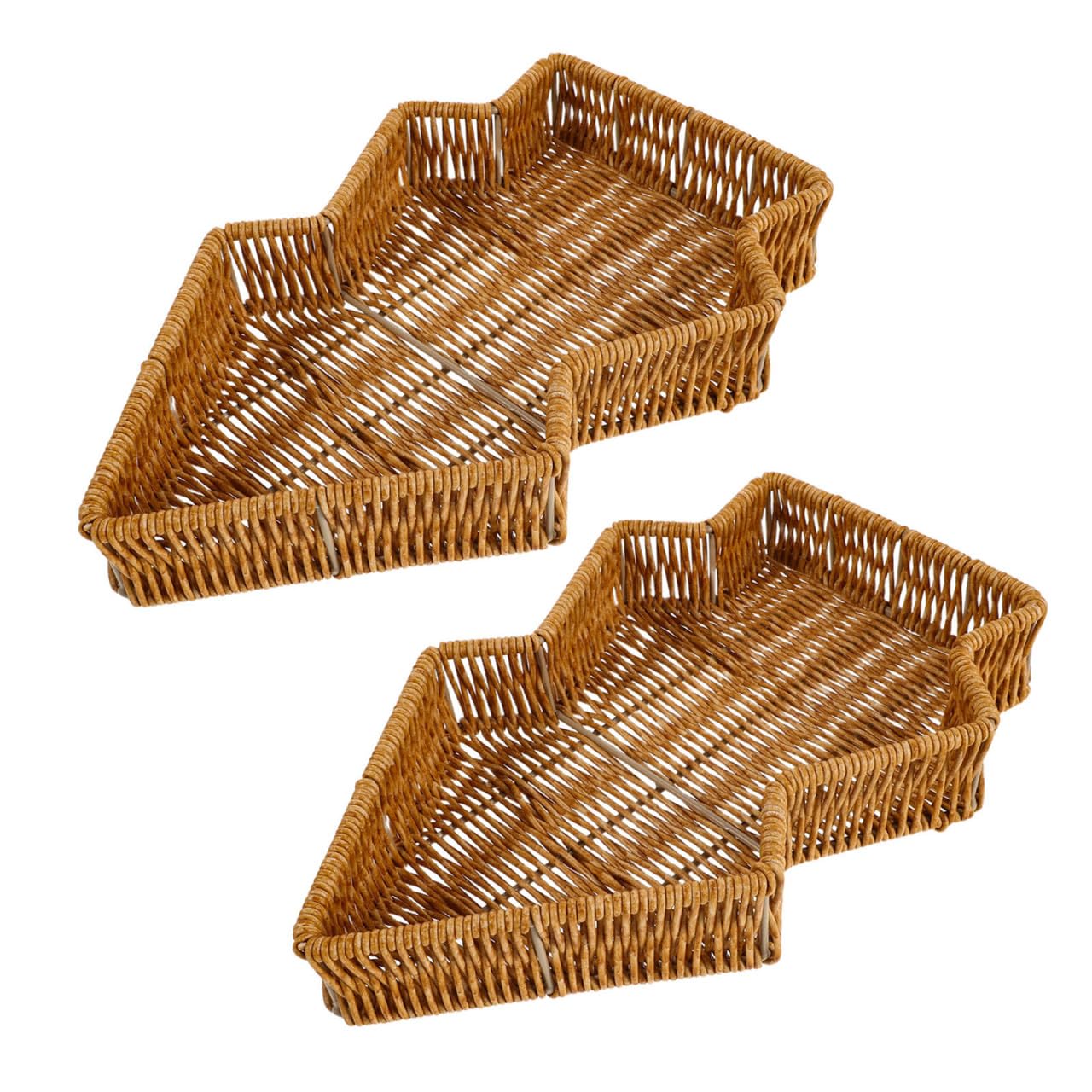 POPETPOP 2 Piezas Cesta de Mimbre y Estilo Rústico Forma de Árbol de Navidad Ligera y Apta para Alimentos para Pan y Pasteles Adecuada para Desayunos Informales