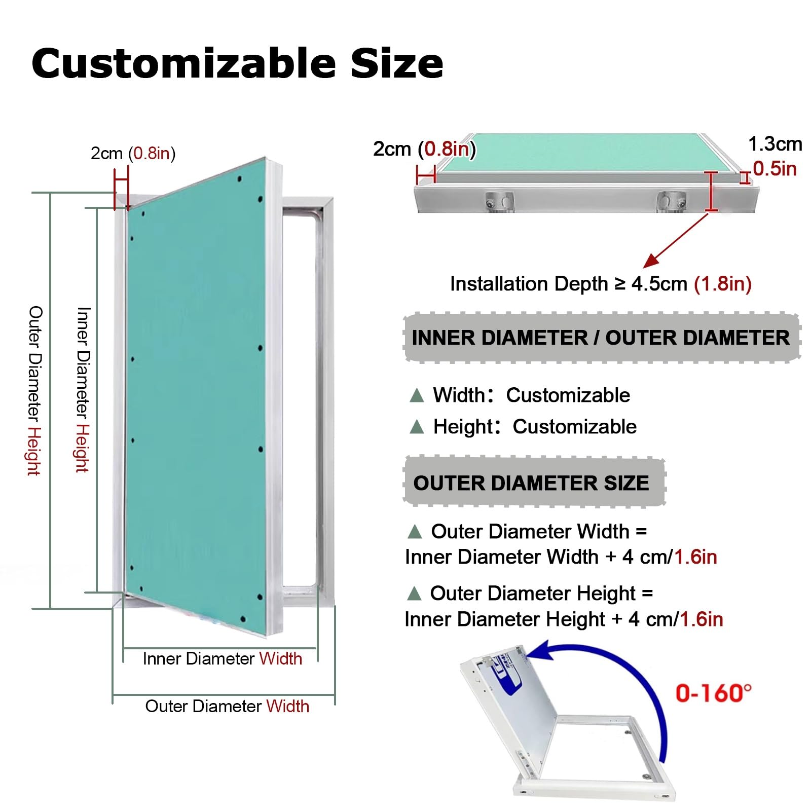 Zugangsplatte, Unterputz-Wandabdeckung for Sanitärinspektionen, Dachbodenzugangsluken, Metallkonstruktionen(14x36in/360x910mm)