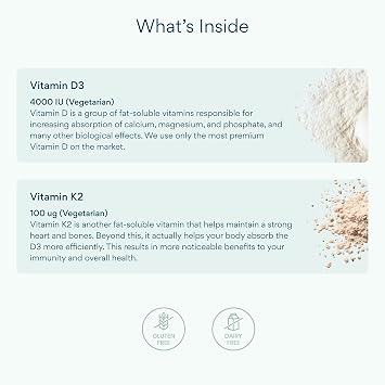Bettervits Vitamin D3 4000IU with K2 MK-7 Supplements | 60 Capsules