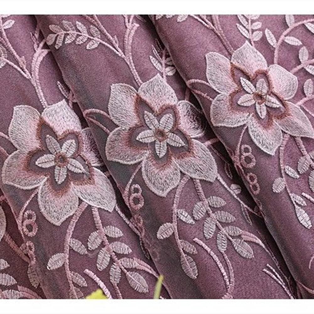 Amidoudou Luxury European Double Layer Curtains with Valance, Embroidered Blackout Drapes for Living Room & Bedroom - Image 2