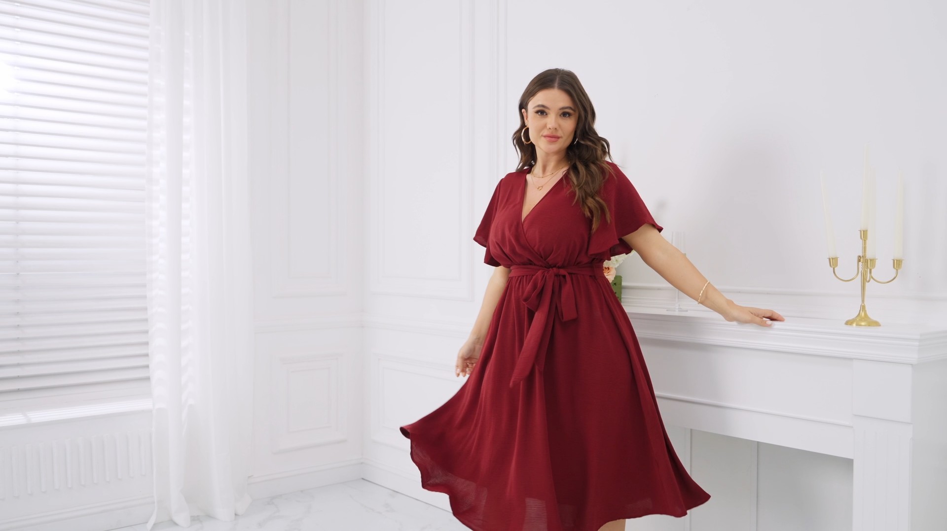red short sleeve wrap dress Shaperin Short Sleeve Bodycon Casual Dress Square Neck Wrap Dress Red / 2XL
