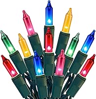 HISHINY 100 Count Multicolor Christmas String Lights 21ft Green Wire UL Certified Indoor Outdoor Tree Patio Decor