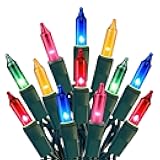HISHINY Christmas Lights 100 Count Multicolor Christmas Tree String Lights with Green Wire for Outdoor Indoor Christmas Decorations Wedding Decorations Valentines Day Decor,UL Certified (21feet)