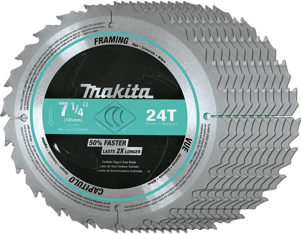 Makita A-94839-10 7-1/4" 24T Carbide-Tipped Circular Saw Blade, Framing, 10/Pk