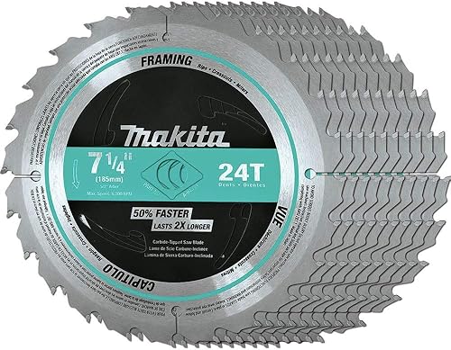 Miniatura 3 de Makita A-94839-10 Hoja de sierra circular con punta de carburo 24T de 7-1/4 pulgadas, marco, 10/paquete