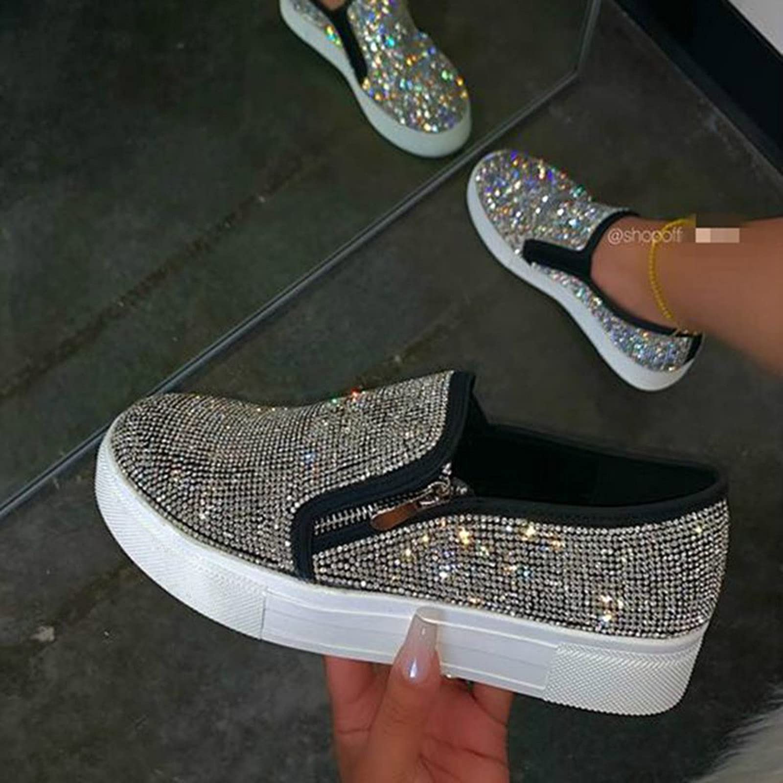 Amazon.com: Zapatos de mujer talla grande 2021 verano y otoño europeo y  americano color sólido boca poco profunda Rhinestone zapatos casuales,  negro, 35 : Ropa, Zapatos y Joyería