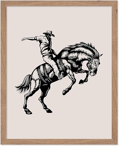 Miniatura 73 de Poster Master Póster de Rodeo marrón – Estampado retro de vaquero sobre caballo – Arte de vaquero – Arte occidental – Arte del salvaje oeste –