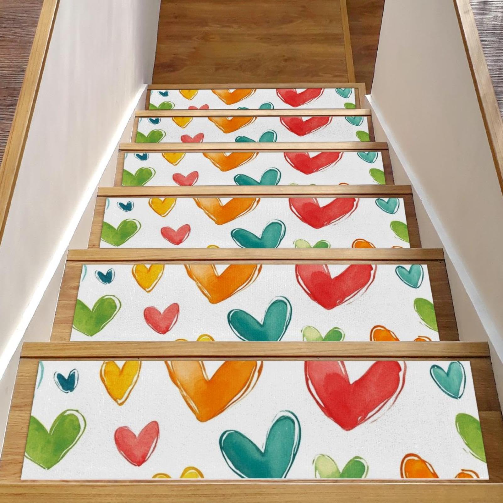 Marches d'escalier antidérapantes 20,3x76,2 cm lavables pour escalier bois