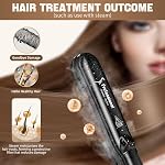 Steam Hair Straightener and Curler, Professional Steam Straightener for Hair Ceramic Tourmaline Steam Flat Iron, Vapor Dual Voltage 2 in 1 Straightening Curling Iron, LED Display with Adjustable Temp