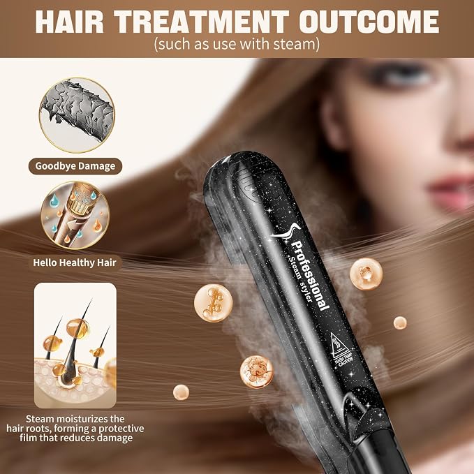 Plancha de vapor profesional para alisar y rizar cabello miniatura 3