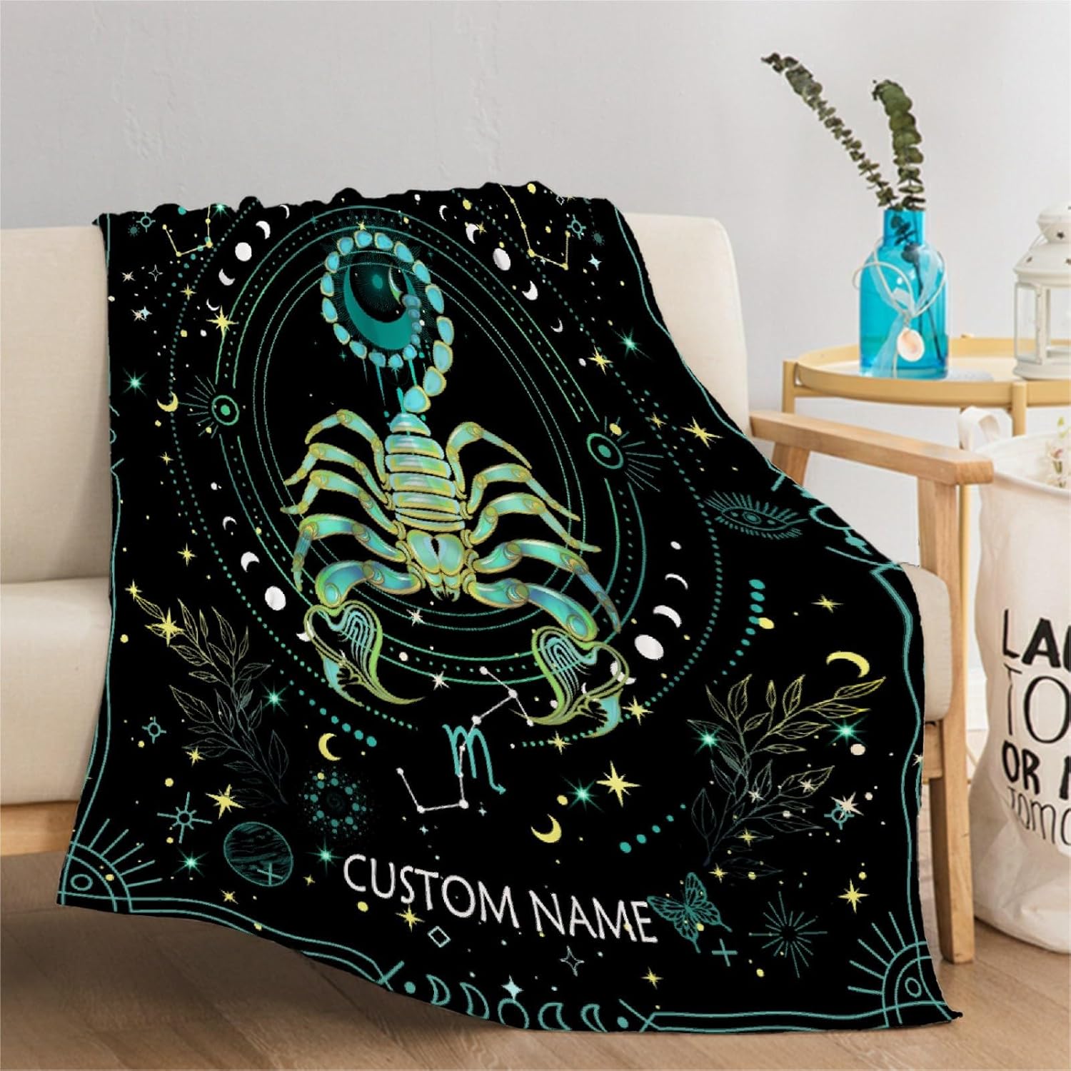 Custom Scorpio Blanket | Personalized Constellation Blanket Gifts | Astrology Decor Flannel Blanket | Personalized Gifts Astrology Blanket for Birthday Christmas | 60"x80"-Adults/Twin Size