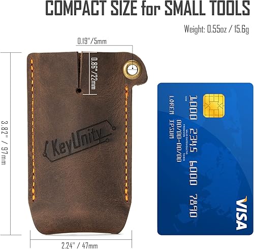 Miniatura 10 de KeyUnity Funda de cuero EDC organizador de bolsillo cosido a mano