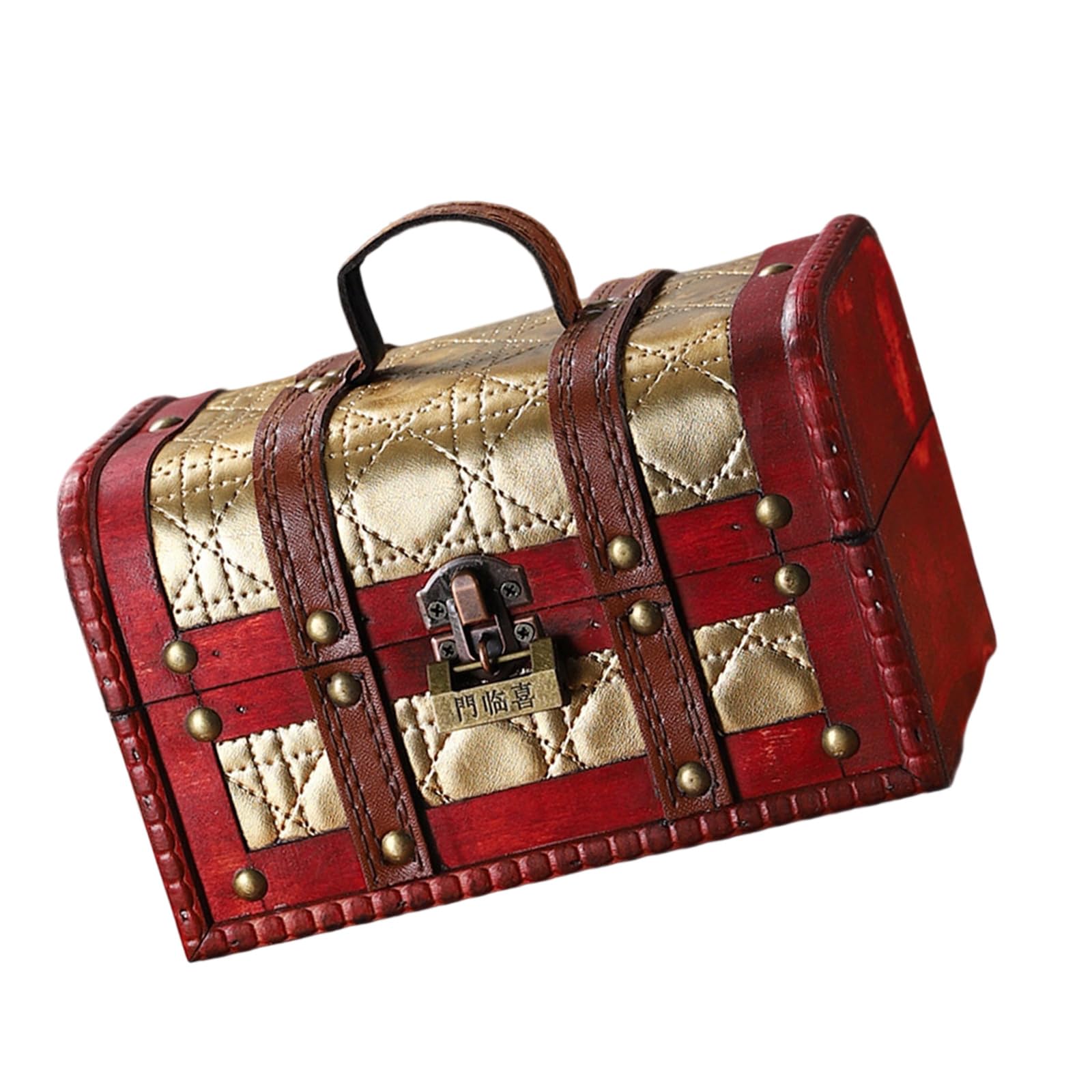 Hsioluted Practical Old Fashioned European Styles Sturdy Wood Trunk Stylish Storage Solution for Travelers and Fashion Lovers Handheld Organizers Case