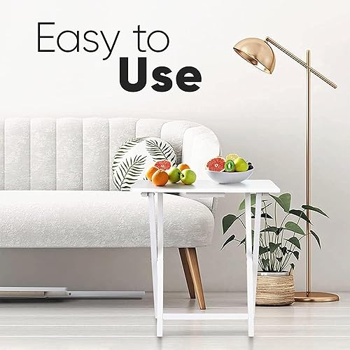 Miniatura 43 de PJ Wood Mesa rectangular plegable portátil para servir aperitivos, construcción de madera maciza con acabado natural (juego de 4 piezas)