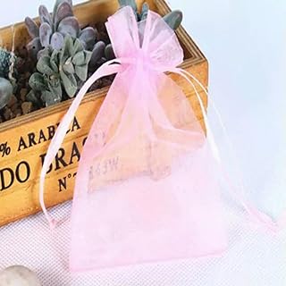 100 Bolsas de Organza dibujables para Regalo de Boda o Navidad, Embalaje para Joyas, Color Rosa