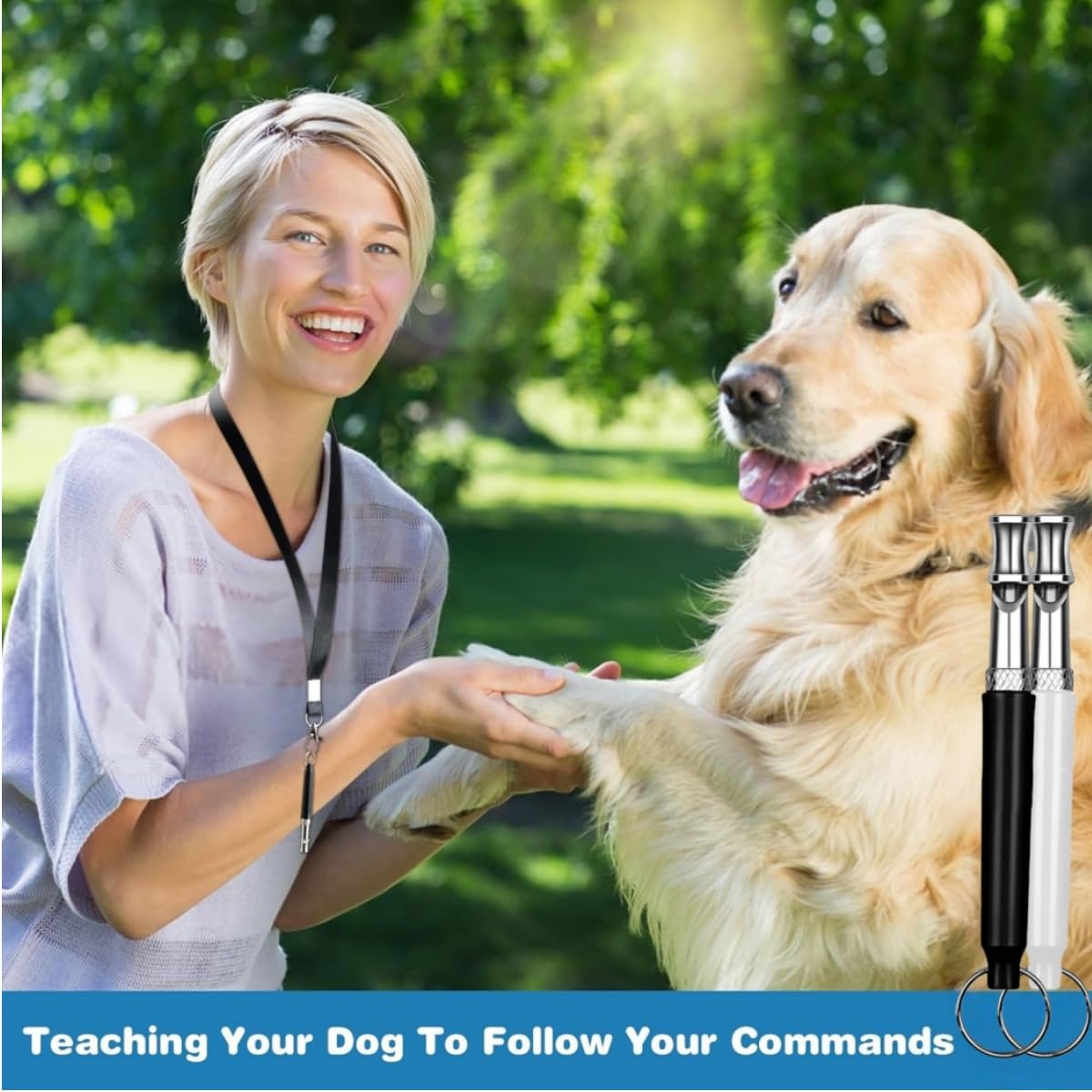 Sifflet à Ultrasons pour Chien Silencieux,2 Pièces Sifflet Anti Aboiement Haute Fréquence Réglable,pour Le Dressage et Le Rappel,avec Lanière,Outil d'Éducation Canine Sifflets de Rappel