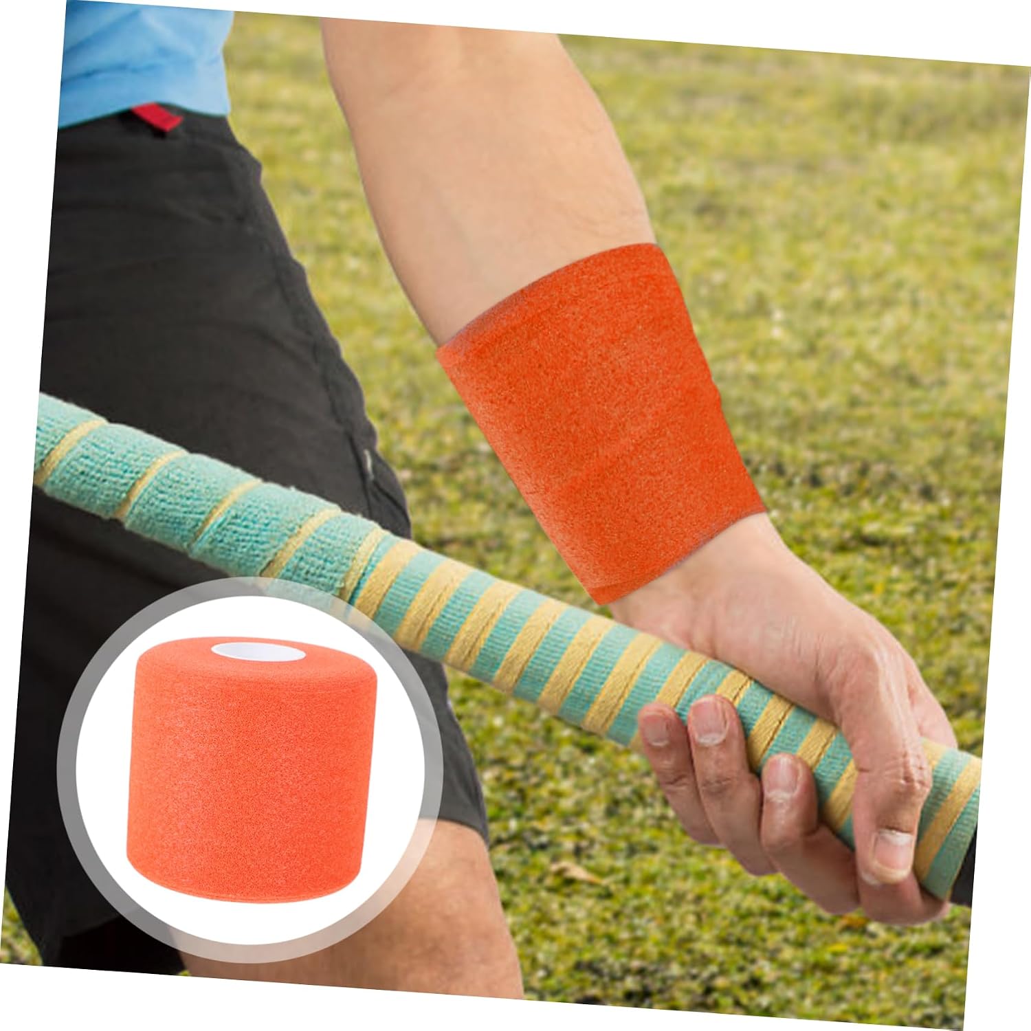 Outanaya 4rolls Elastic Bandage Tape for Racket Grip Sports Wrap Bandages Flexible Sports Wraps Skin Protective Badminton Racket Grip
