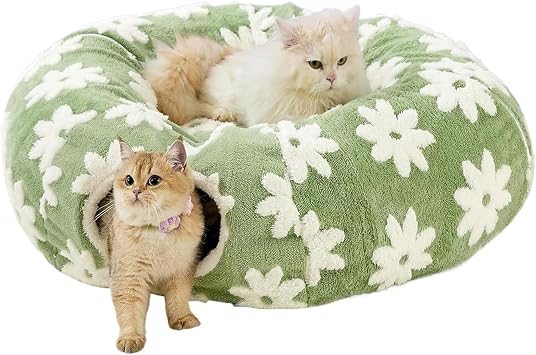 Cat Donut Tunnel Bed With Ball, Washable Cat Toy Tunnel For Indoor Cats, Cosy Sleeping & Play For Small Large Cats, Kittens, Puppies And Rabbits