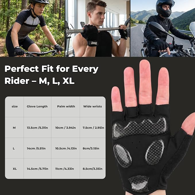 Guantes de ciclismo Aegend con dedos cortos negros miniatura 7