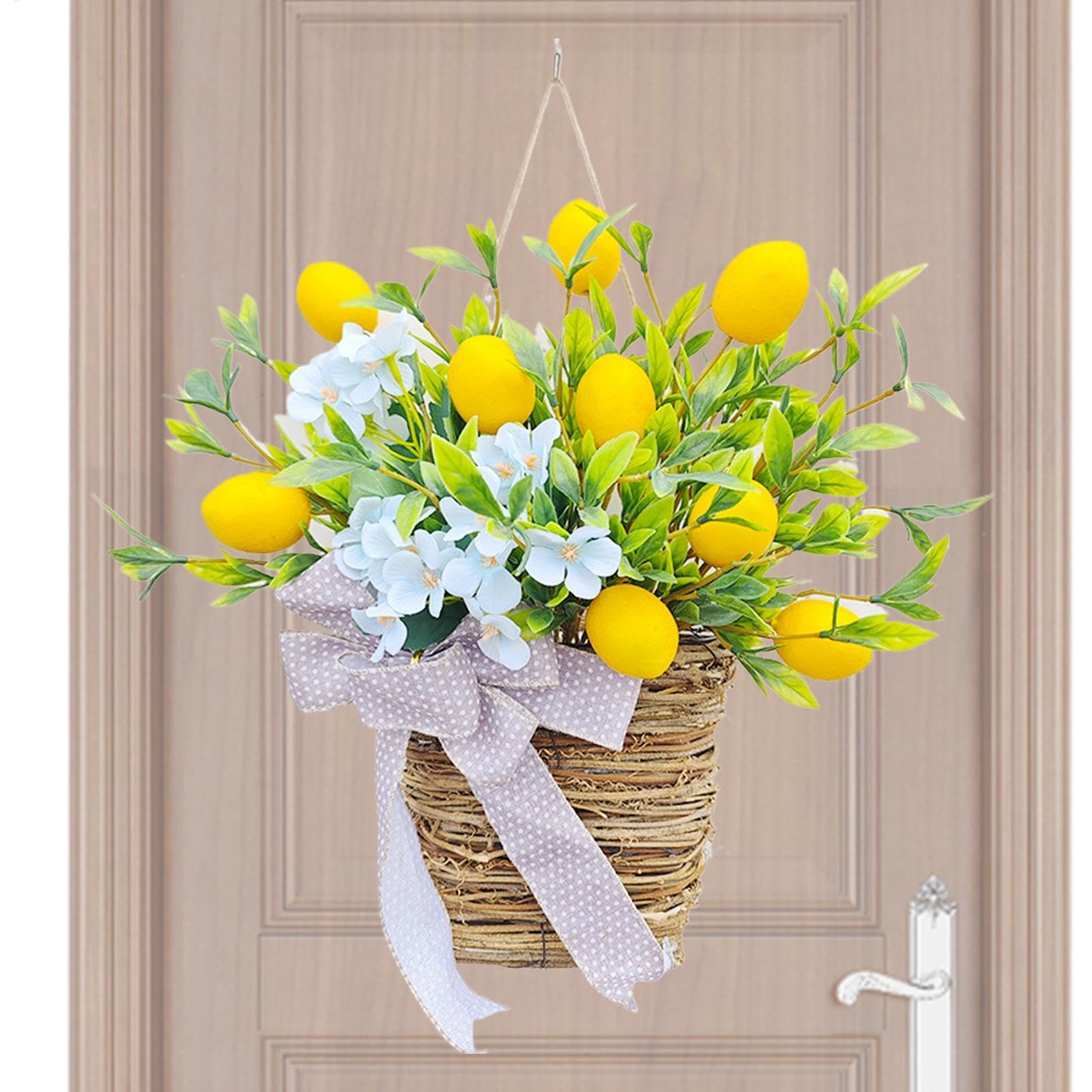 Couronne de panier de fleurs artificielle pour décorer sans entretien fenêtres et portes