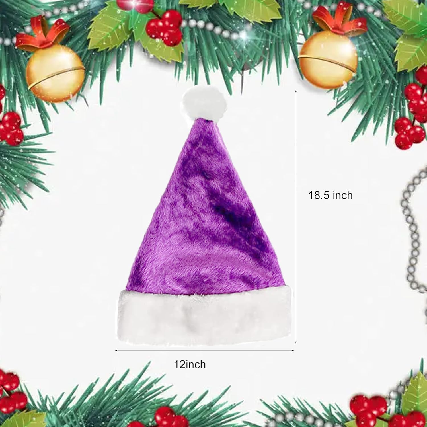 Purple Santa Hats Plush Christmas Hat for Adults Unisex Velvet Xmas Hat for Christmas Xmas New Year's Holiday Party - Image 7