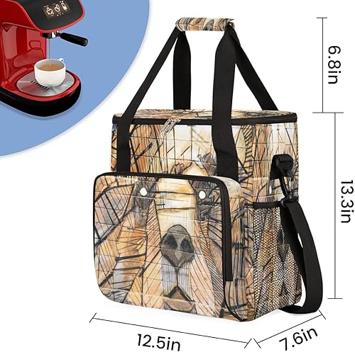 Miniatura 2 de Bolsa de transporte para cafetera con estampado de perro abstracto para Keurig K-Mini o K-Mini Plus K-Cup Pods Almacenamiento portátil Cafetera