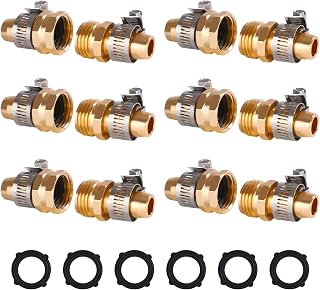 Dalmbox Garden Hose Repair Kit, 3/4" 5/8" Hose Fittings with Clamps, 6 Set