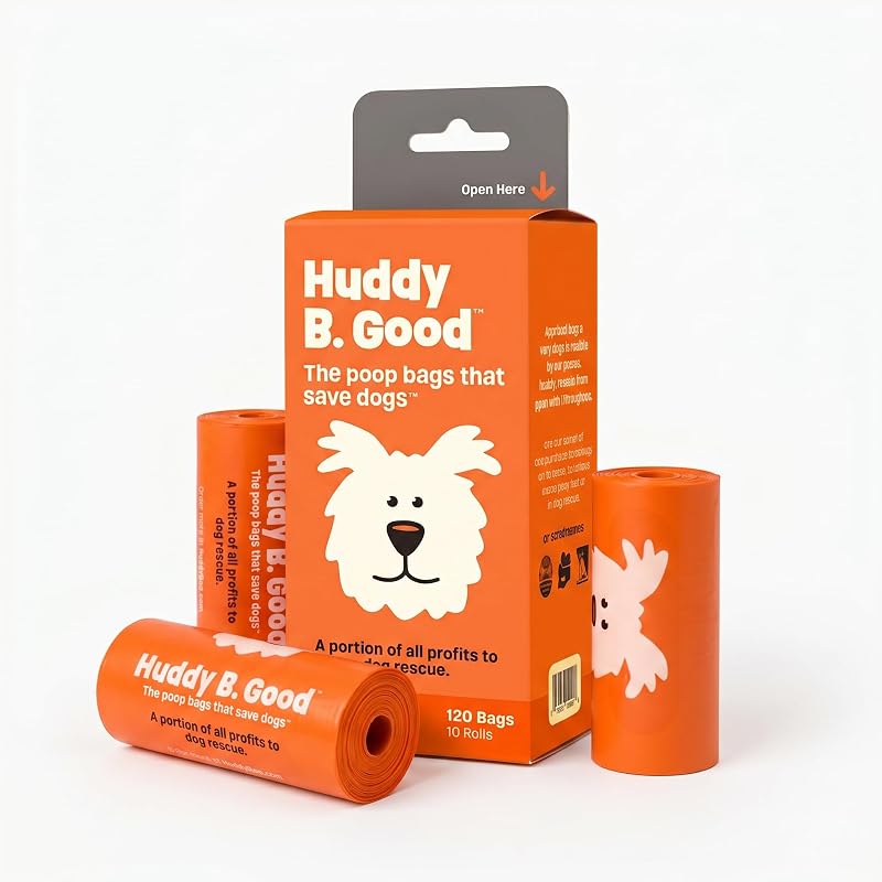 Sacos para Fezes de Cães Extragrandes, Sem Fragrância e com Material de Base Vegetal Huddy B. Good, 120 unidades