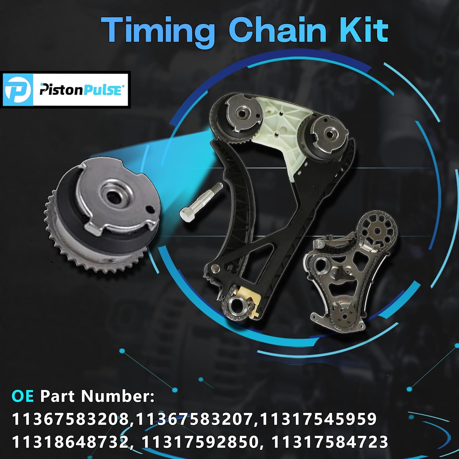 N55 3.0 Cylinder Head Gasket Set with Timing Chain Kit & Pistons Con-Rods Set Fit For BMW 335i 535i X5 X3 435i 135i M235i X1 740i N55B30 3.0L 2011-2018 Replace#11247624615 11247576714