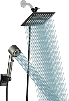 8-inch All-Metal 3-Way Rain Shower Faucet Set, High-Pressure Handheld Spray Combo, Dual Showerhead Set with Handheld Sprayer, Angle Adjustable