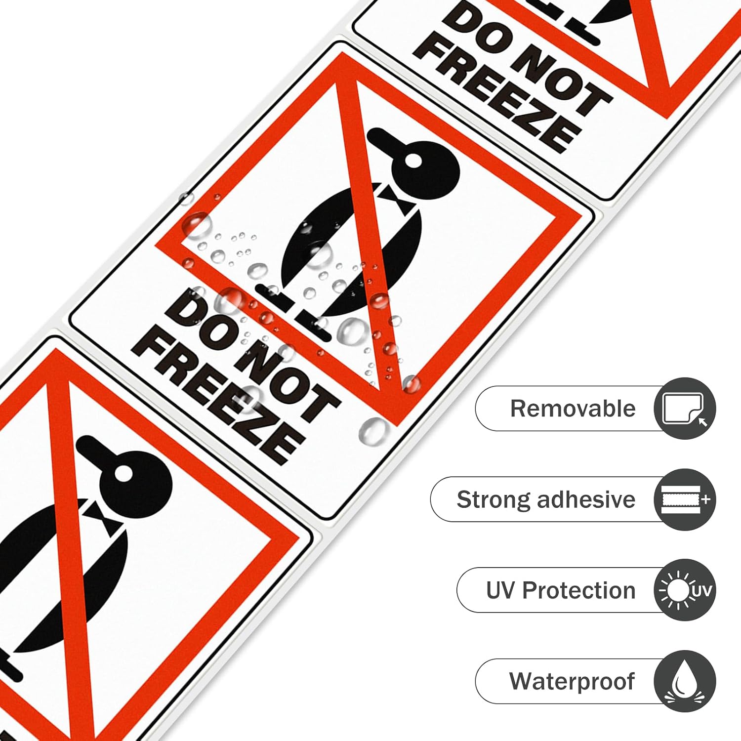 500PCS Do Not Freeze Stickers 4" x 3" Self-Adhesive Vinyl Waterproof Refrigeration Warning Label Roll for Shipping Packing Handling Moving